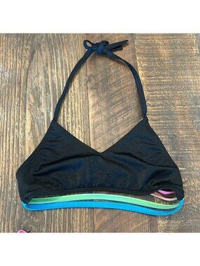 Random Hearts Black / Colored Stripe Bikini Sz. 12